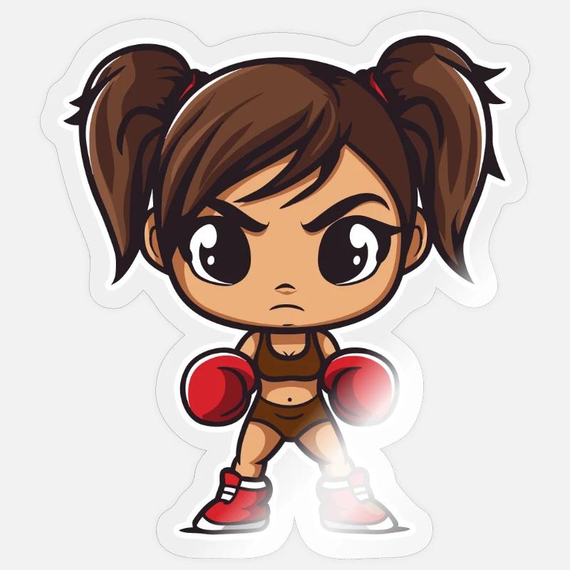 Boxen Mädchen Cartoon - Sticker Größe S (10 x 10 cm) - Transparent glänzend