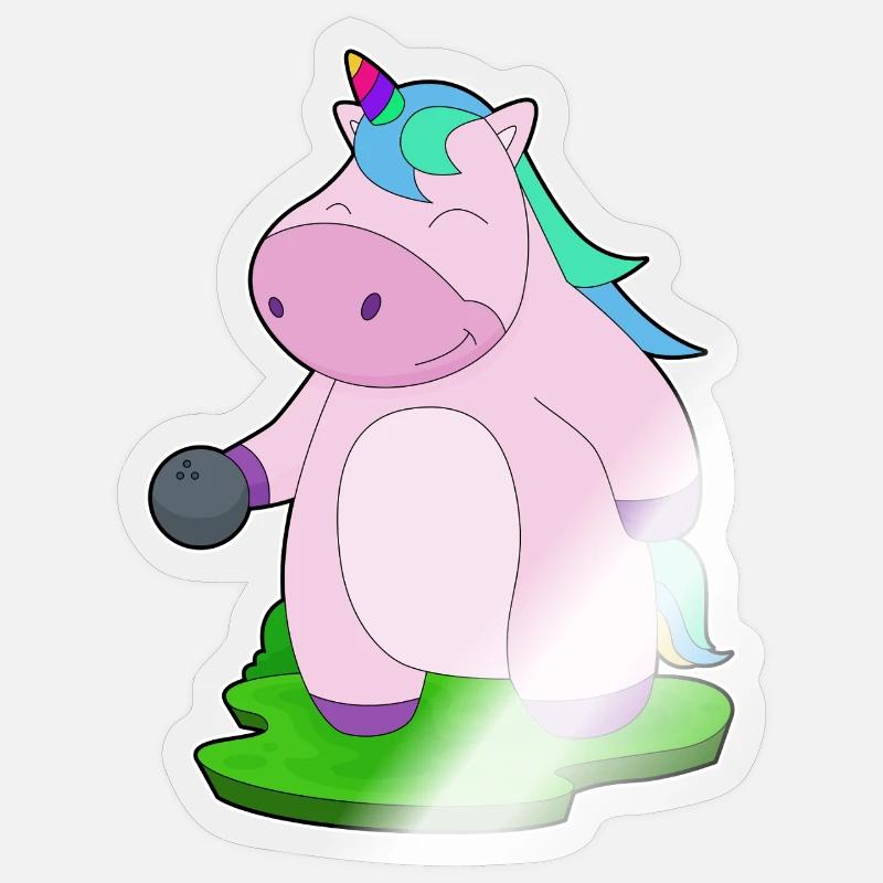 Einhorn Bowling Bowlingkugel - Sticker Größe S (10 x 10 cm) - Transparent glänzend