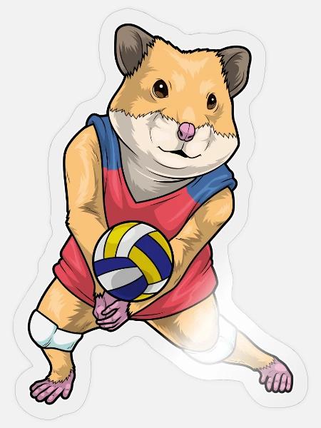 Hamster Volleyballspieler Volleyball - Sticker Größe S (10 x 10 cm) - Transparent glänzend