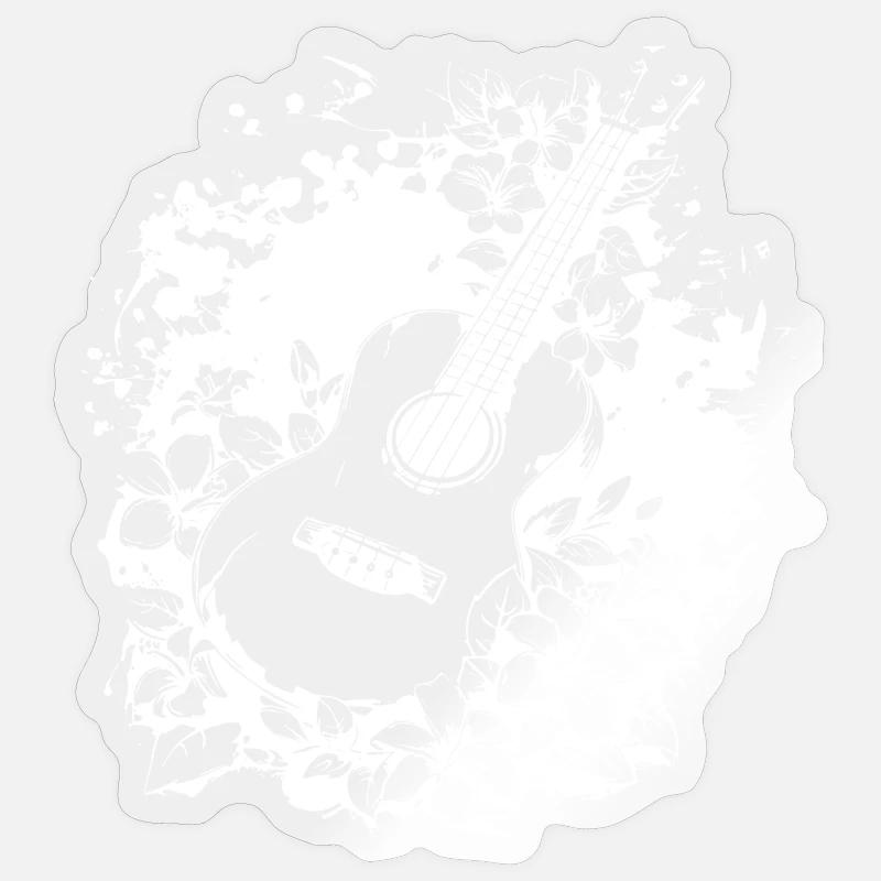 Ukulélé drôle - Sticker taille S (10 x 10 cm) - brillant transparent
