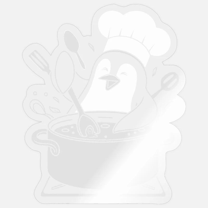 Cooking Penguin Chef Hat Fun Sticker size S (10 x 10 cm)