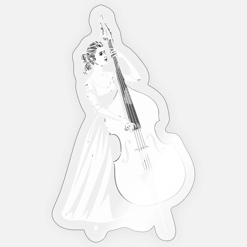 Contrebassiste élégant Contrebasse - Sticker taille S (10 x 10 cm) - brillant transparent