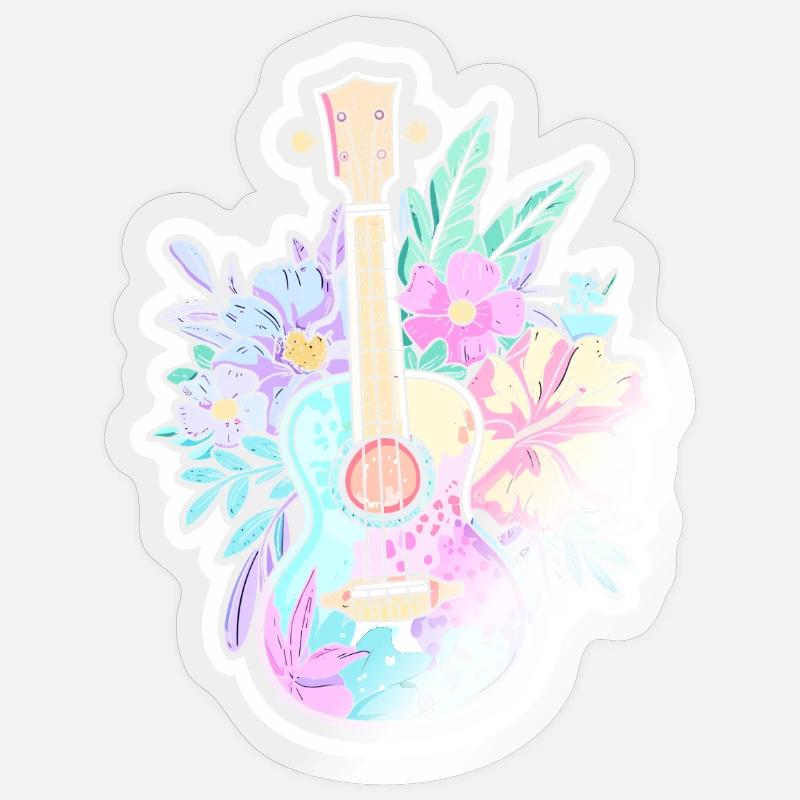 Ukulélé Style BD - Sticker taille S (10 x 10 cm) - brillant transparent