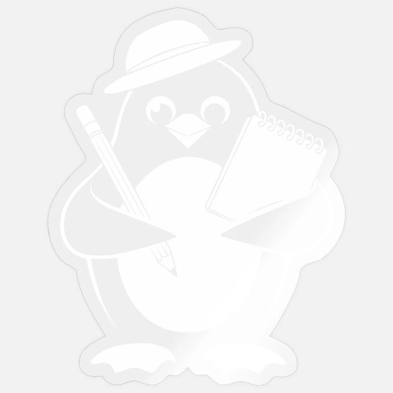 Penguin Journalist Reporter With Notebook Sticker size S (10 x 10 cm)