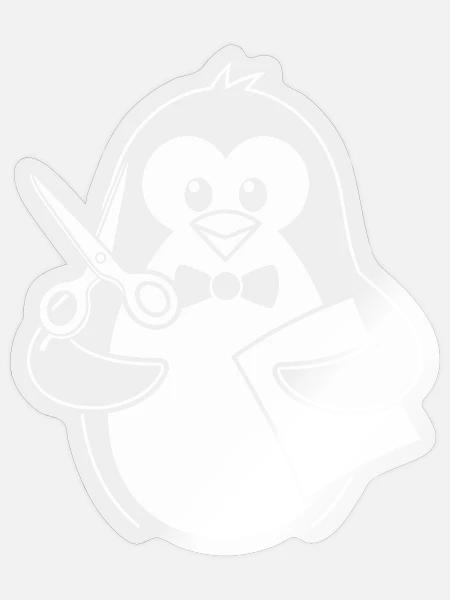 Pinguin Mit Schere Bastelhobby - Sticker Größe S (10 x 10 cm) - Transparent glänzend