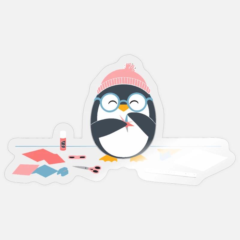 Penguin Crafting Fun Crafting Hobby Joy - Sticker size S (10 x 10 cm) - transparent glossy