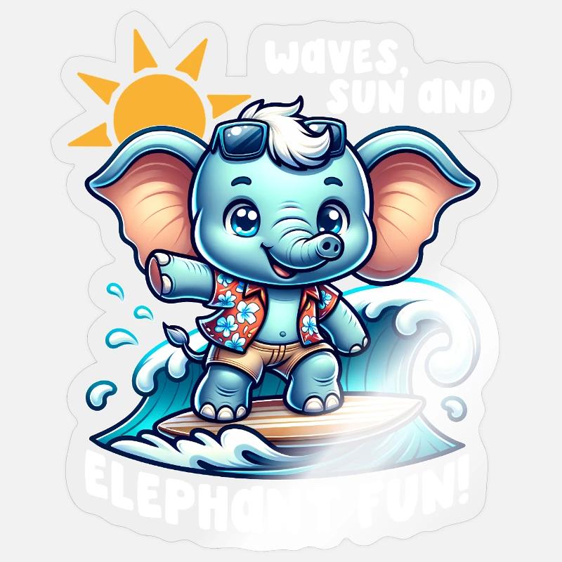 Surfeur d’éléphants Sticker taille S (10 x 10 cm)