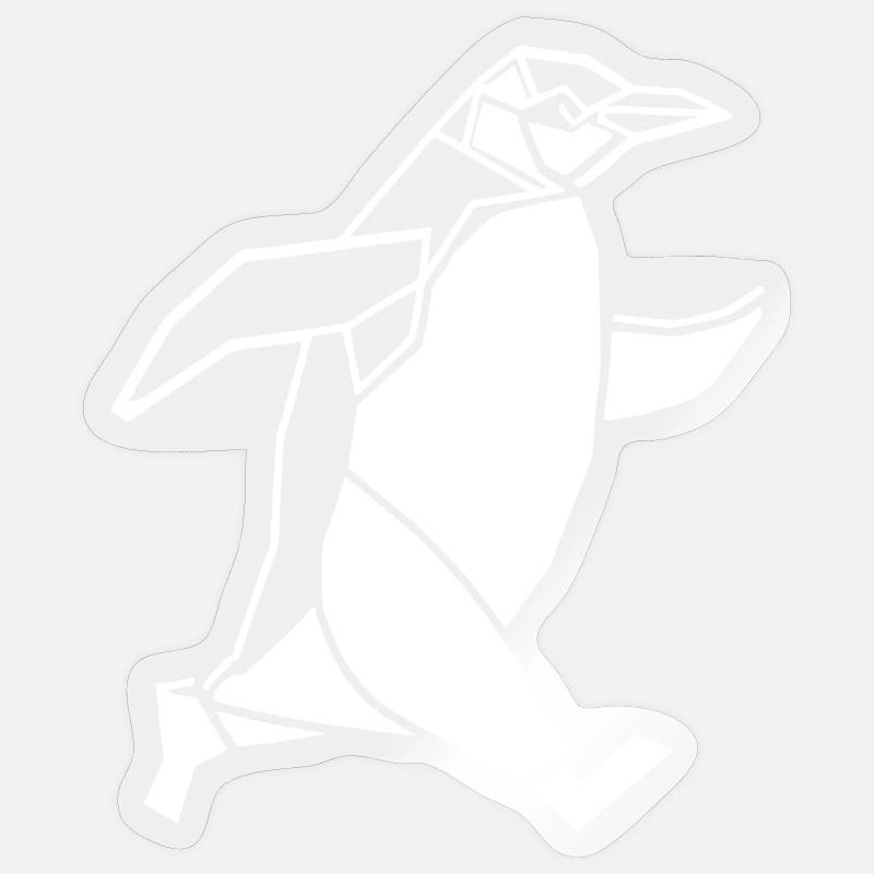 Running Penguin Jogging géométrique - Sticker taille S (10 x 10 cm) - brillant transparent