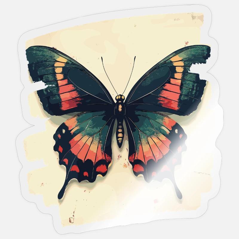Papillon - Sticker taille S (10 x 10 cm) - brillant transparent
