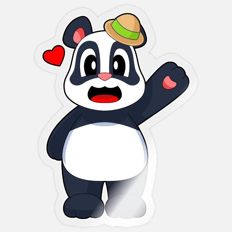 Panda Hut - Sticker Größe S (10 x 10 cm) - Transparent glänzend