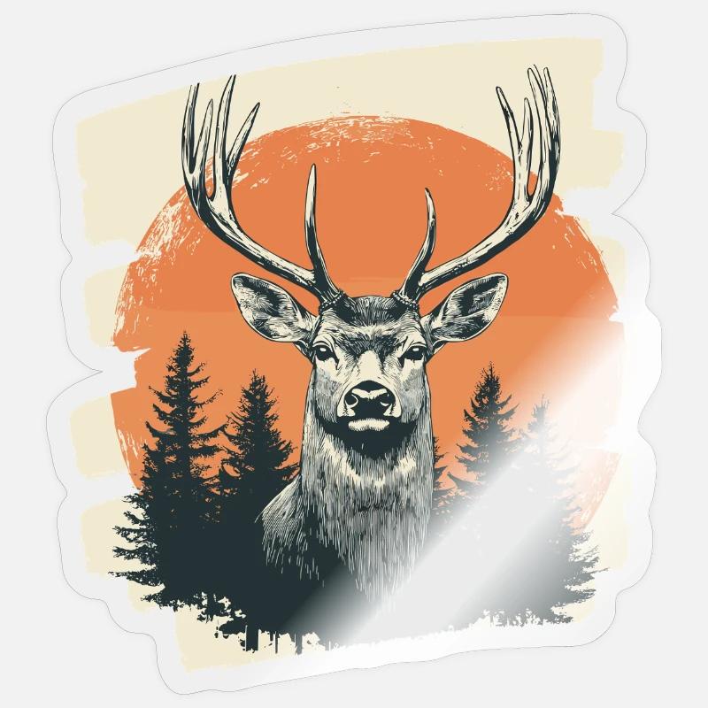 Hirsch mit Geweih Sticker Größe S (10 x 10 cm)