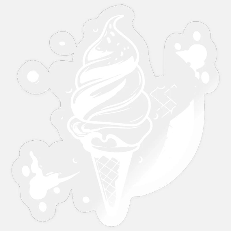 Softeis Skizze - Sticker Größe S (10 x 10 cm) - Transparent glänzend