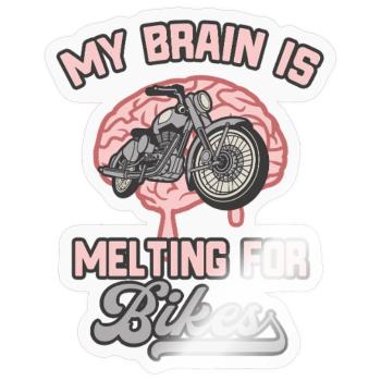 Motorrad Gehirn Motorräder Lustiges Biker - Sticker Größe S (10 x 10 cm) - Transparent glänzend - Vorne