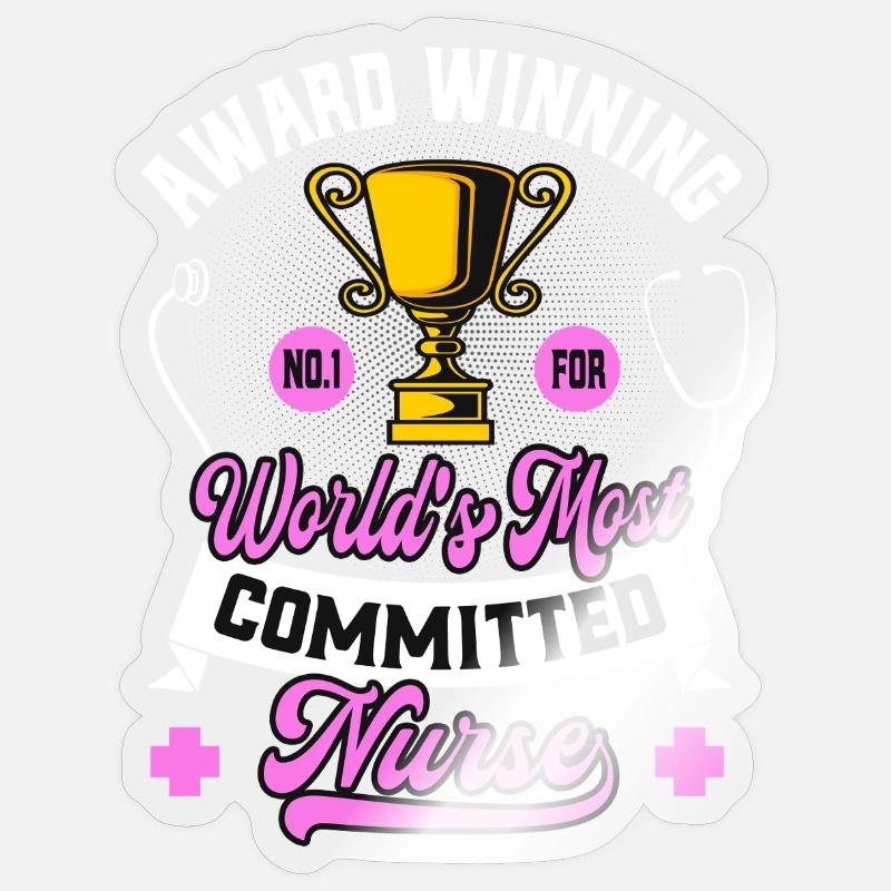 Infirmière dévouée drôle primée Sticker taille S (10 x 10 cm)
