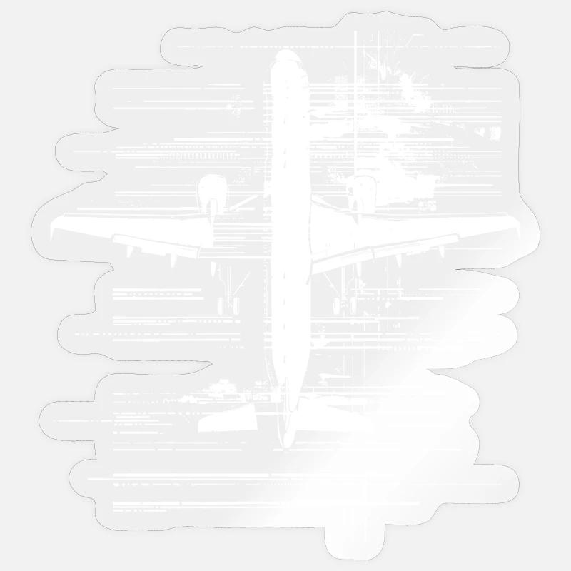 Airplane Drawing - Sticker size S (10 x 10 cm) - transparent glossy