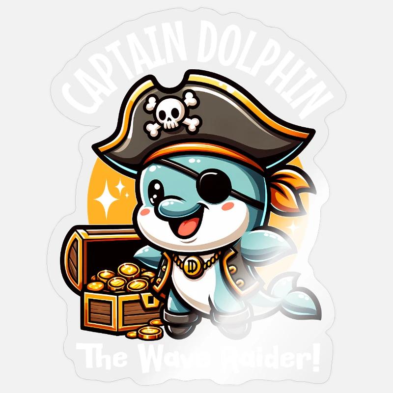 Pirate Dolphin Wave Raider Sticker size S (10 x 10 cm)