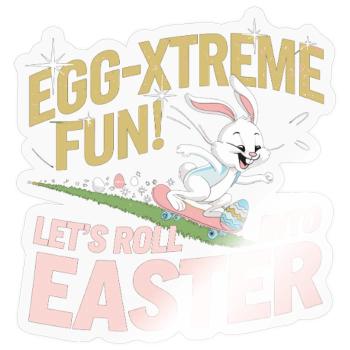 Funny Skater Bunny – Idée cadeau de Pâques - Sticker taille S (10 x 10 cm) - brillant transparent - Devant