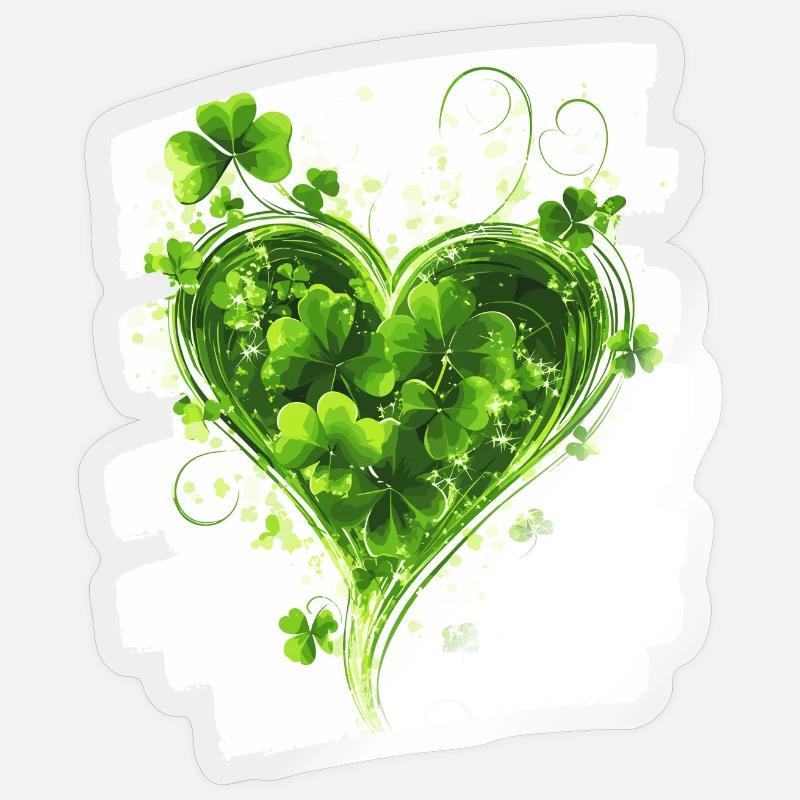 Saint-Patrick Shamrock Heart - Sticker taille S (10 x 10 cm) - brillant transparent