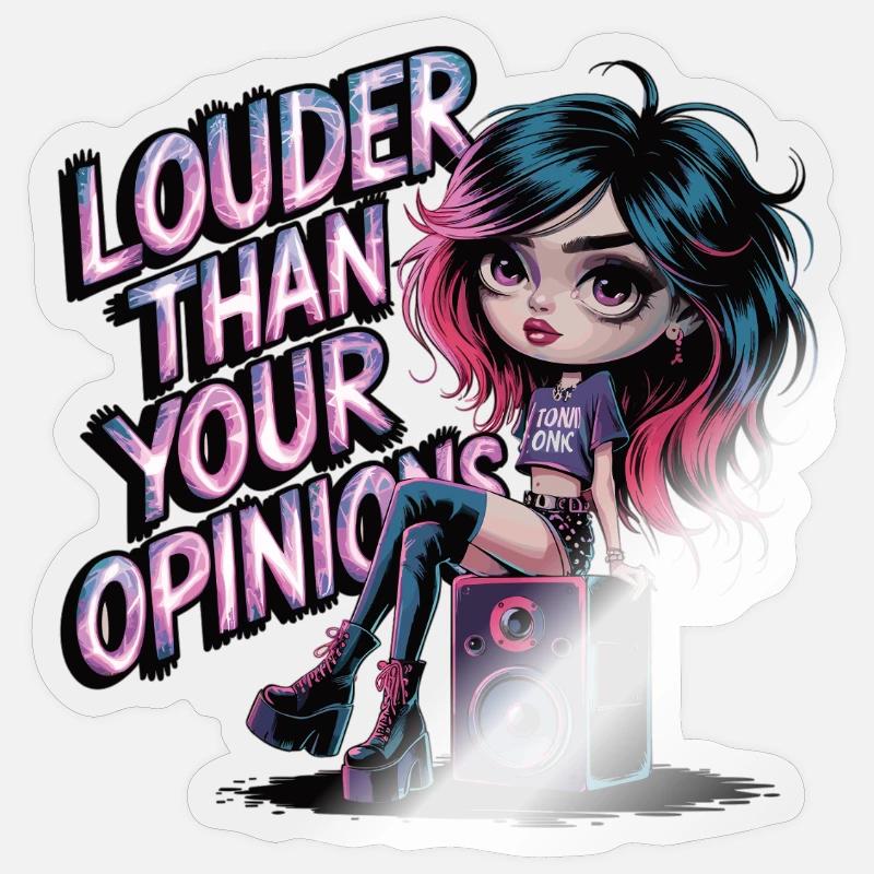 Plus fort que votre opinion – Déclaration punk et gothique Sticker taille S (10 x 10 cm)