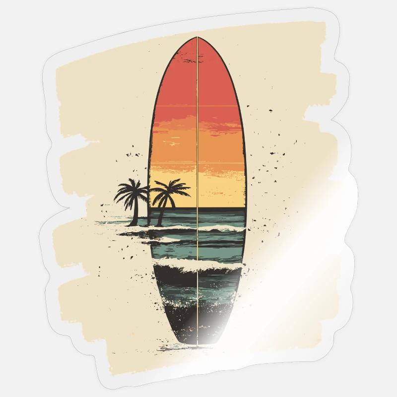 Planche de surf - Sticker taille S (10 x 10 cm) - brillant transparent