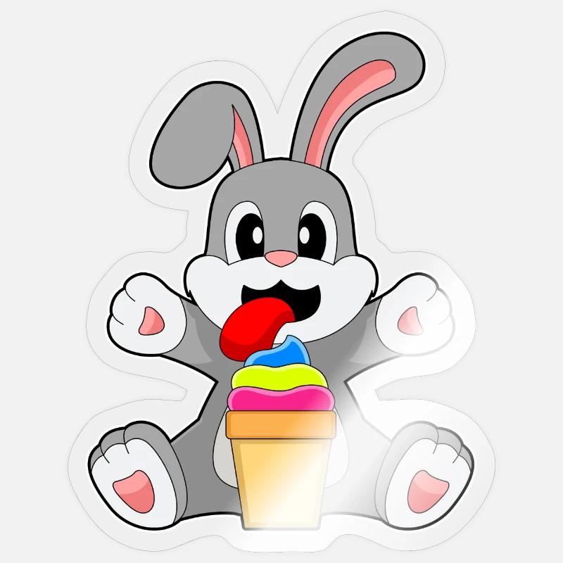 Bunny Cream Sundae - Sticker size S (10 x 10 cm) - transparent glossy