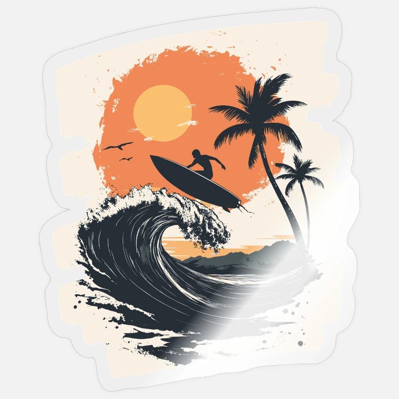 Surfeur - Sticker taille S (10 x 10 cm) - brillant transparent