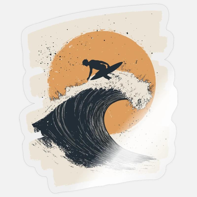 Surfeur - Sticker taille S (10 x 10 cm) - brillant transparent