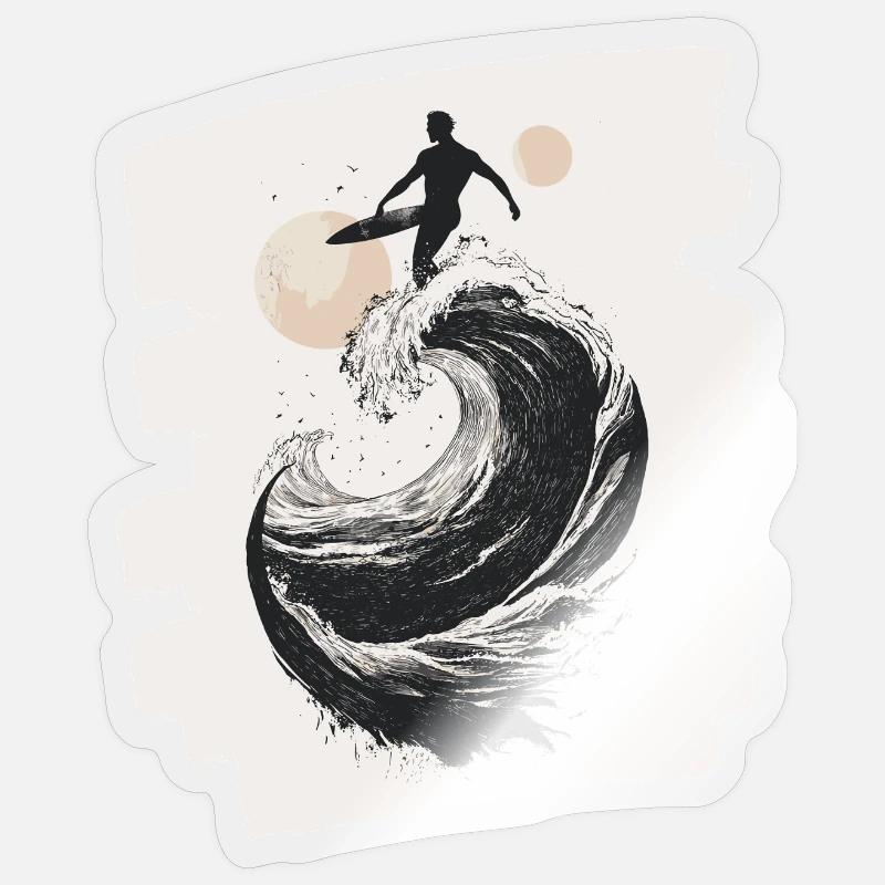Surfeur - Sticker taille S (10 x 10 cm) - brillant transparent