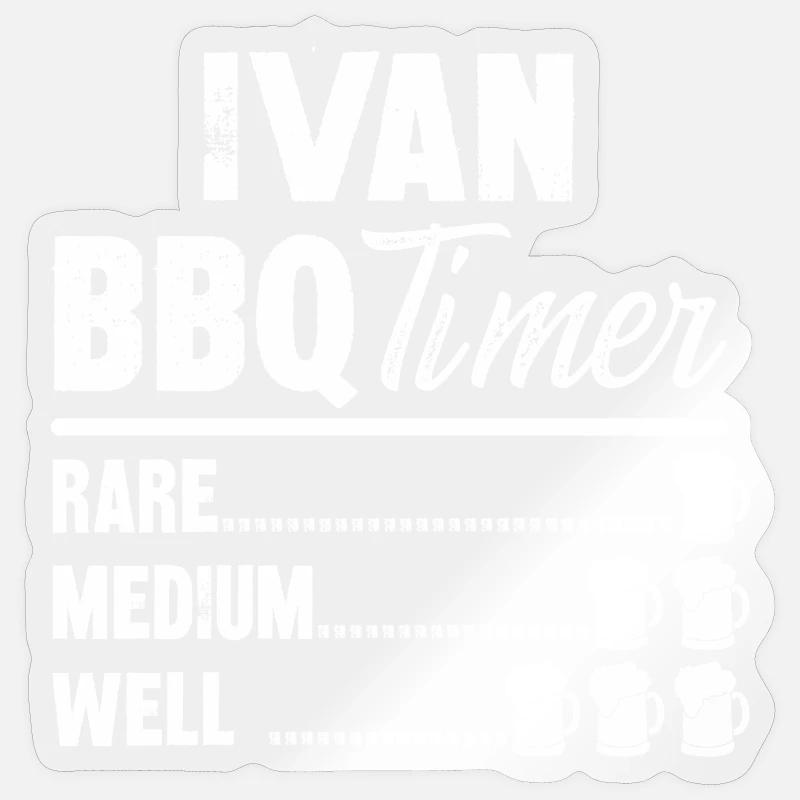 ivan bbq timer- Grill Geschenke Bier Tshirt Sticker Größe S (10 x 10 cm)