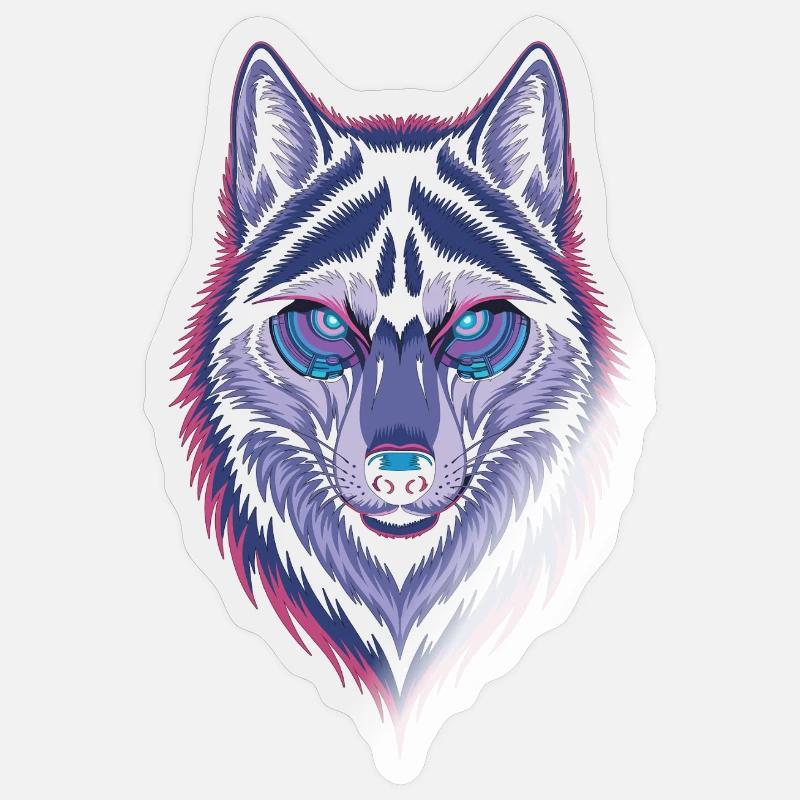 Techno Wolf Art - Sticker size S (10 x 10 cm) - transparent glossy