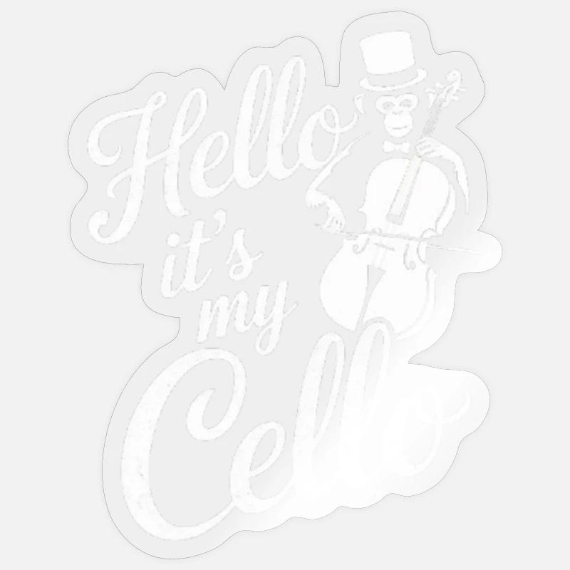 Hello it's my Cello - Affe als Cellist - Sticker Größe S (10 x 10 cm) - Transparent glänzend
