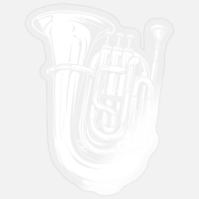 Dessin de tuba - Sticker taille S (10 x 10 cm) - brillant transparent