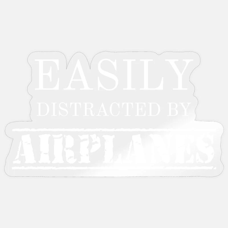 Easily Distracted By Airplanes Aviator Pilot Sticker size S (10 x 10 cm)