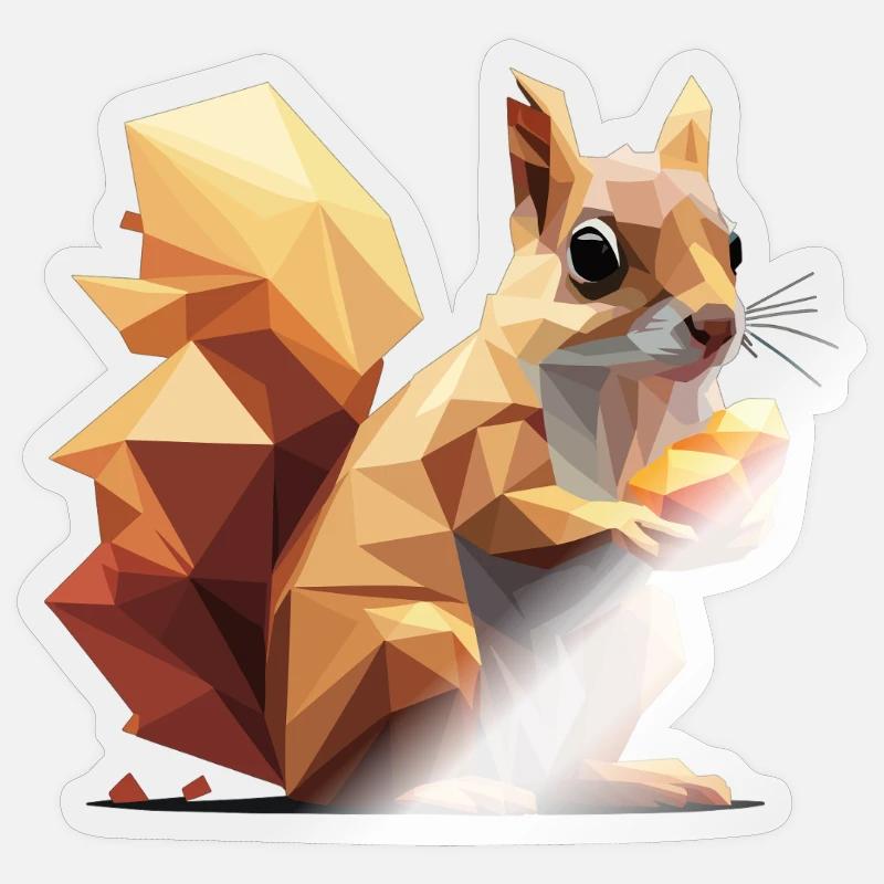 Écureuil low-poly - Sticker taille S (10 x 10 cm) - brillant transparent