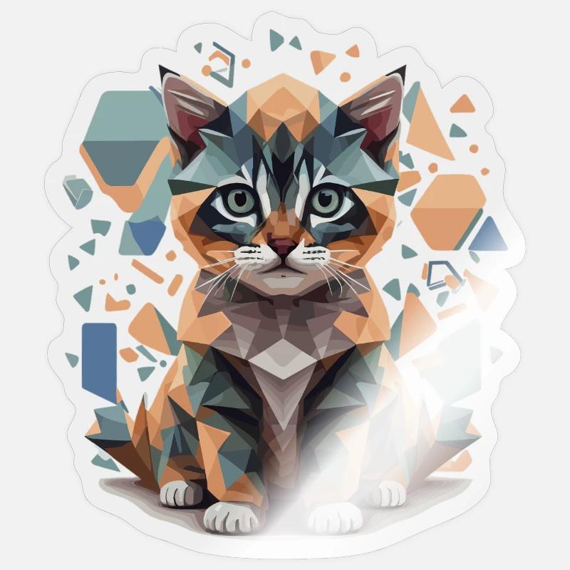 Polygon Katze Low-Poly - Sticker Größe S (10 x 10 cm) - Transparent glänzend