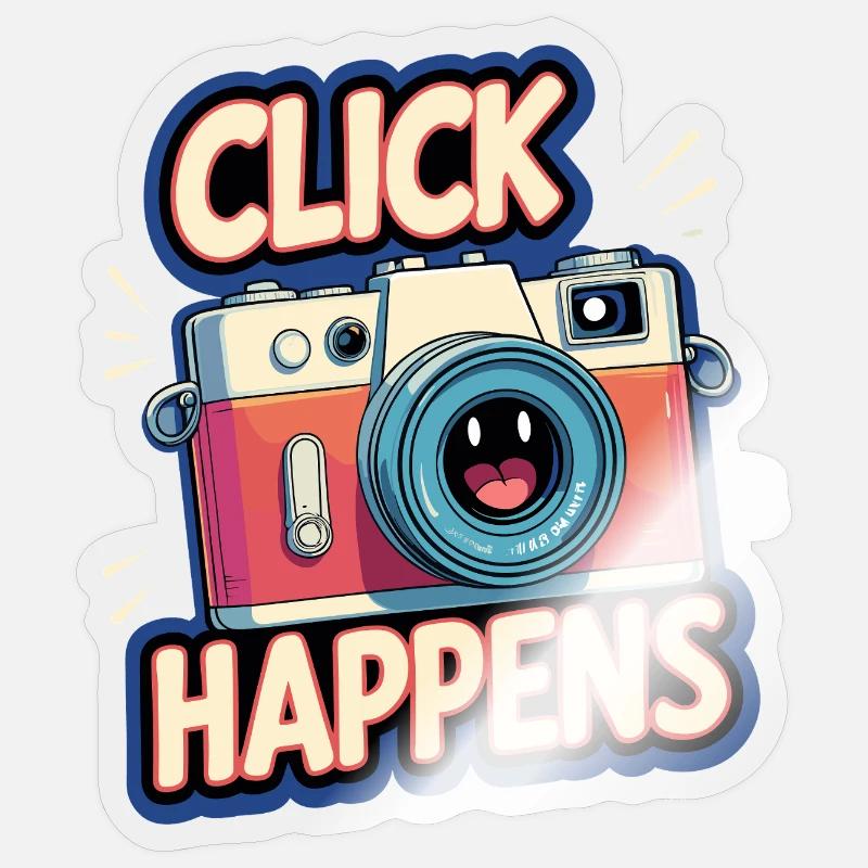 Click Happens - Funny Camera Illustration Sticker size S (10 x 10 cm)