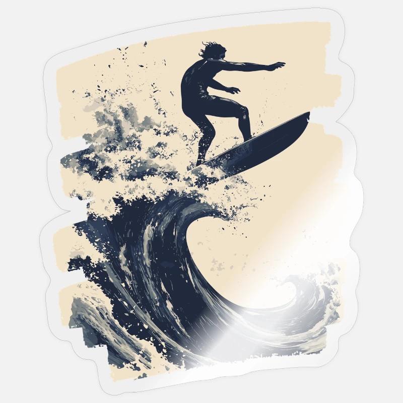 Surfeur Surf Planche de surf Surf - Sticker taille S (10 x 10 cm) - brillant transparent