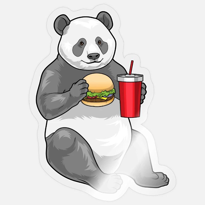 Panda Cheeseburger - Sticker Größe S (10 x 10 cm) - Transparent glänzend