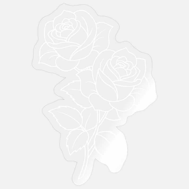 Roses - Fleurs - Fleurs - Dicton - Sticker taille S (10 x 10 cm) - brillant transparent