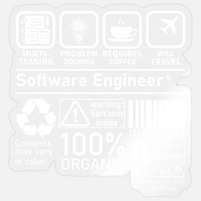 software engineer multi tasking problem solving - Sticker size S (10 x 10 cm) - transparent glossy