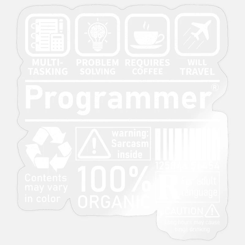 Programmeur multitâche, la résolution de problèmes nécessite - Sticker taille S (10 x 10 cm) - brillant transparent