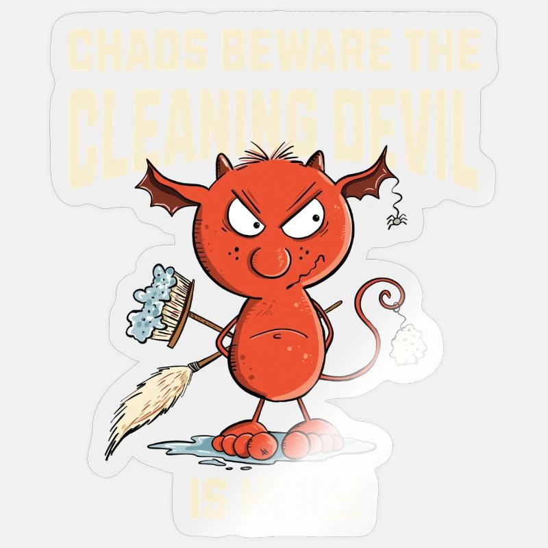 Funny Cleaning Devil Cleaning Cleaner Saying Sticker size S (10 x 10 cm)
