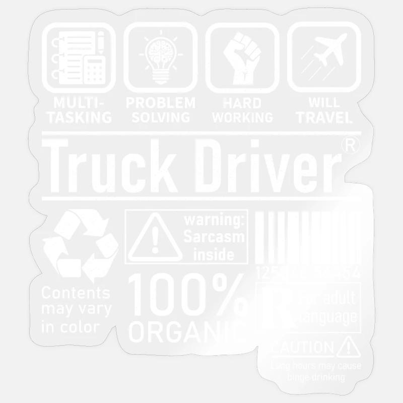 Truck Driver multi tasking problem solving - Sticker Größe S (10 x 10 cm) - Transparent glänzend
