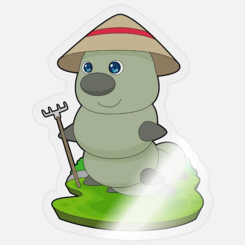Caterpillar farmer rake - Sticker size S (10 x 10 cm) - transparent glossy