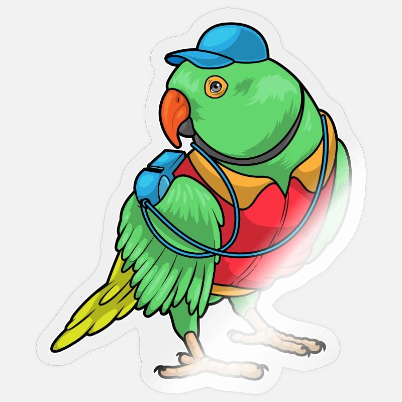 Parrot Referee Whistle - Sticker size S (10 x 10 cm) - transparent glossy