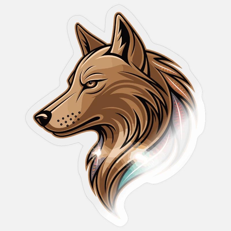 Stylized wolf head logo - Sticker size S (10 x 10 cm) - transparent glossy