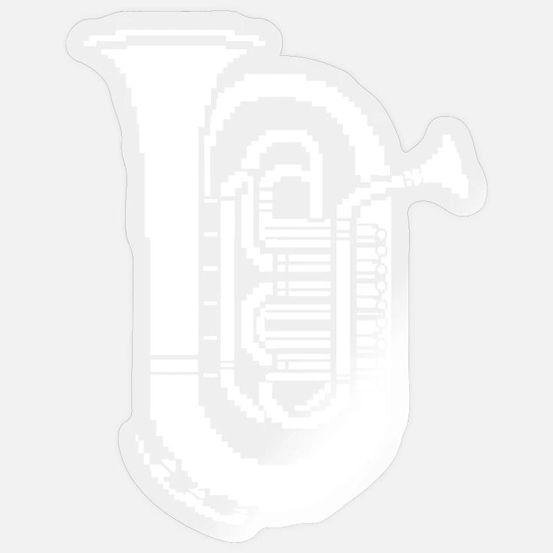 Tuba Pixel Graphics Sticker taille S (10 x 10 cm)