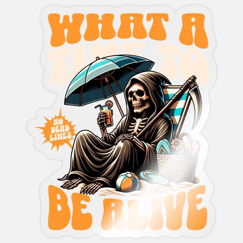Grim Reaper on the Beach - Plus de dates limites Sticker taille S (10 x 10 cm)