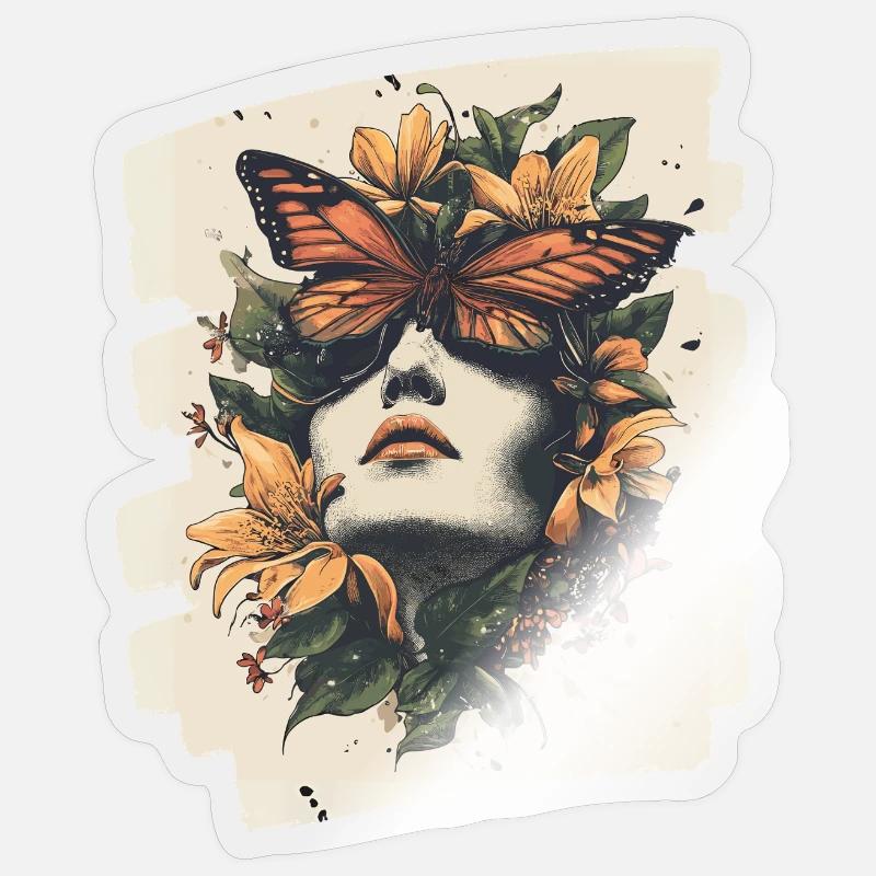 Printemps Printemps Début Fleurs - Sticker taille S (10 x 10 cm) - brillant transparent
