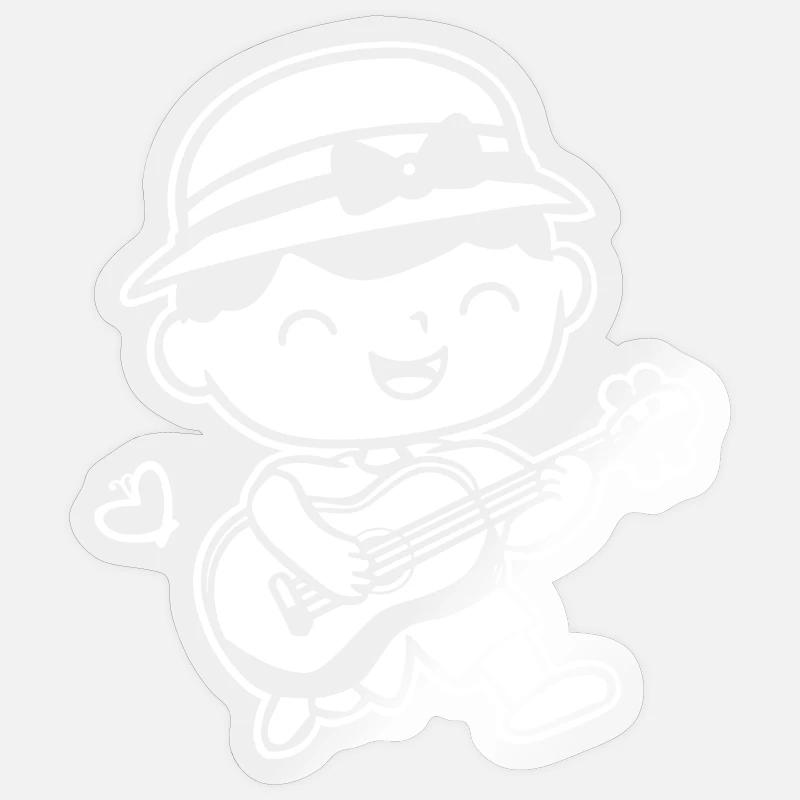 Ukulele Player Drawing Sticker size S (10 x 10 cm)